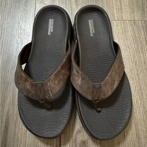 Skechers Brown Leather-Style Flip Flops